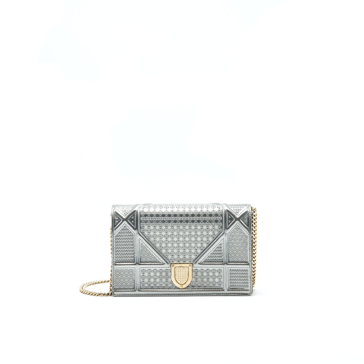 Dior Diorama Wallet on Chain Metallic Silver
