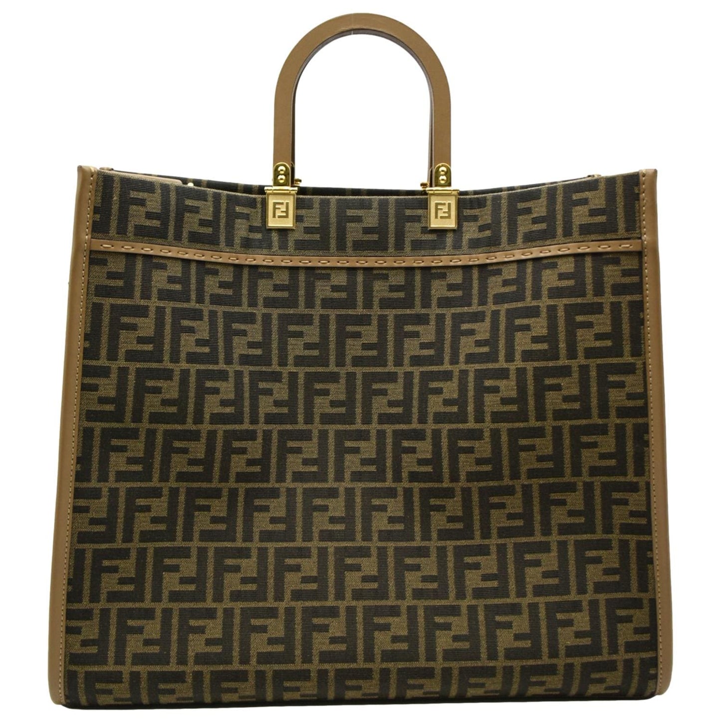 Fendi Sunshine Canvas Brown Tote Bag