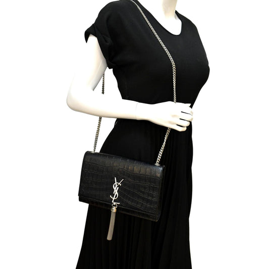 Saint Laurent Kate Leather Black Shoulder Bag Style 14
