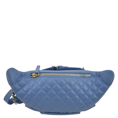 Chanel Bi Classic Quilted Lambskin Leather Waist Bag Blue