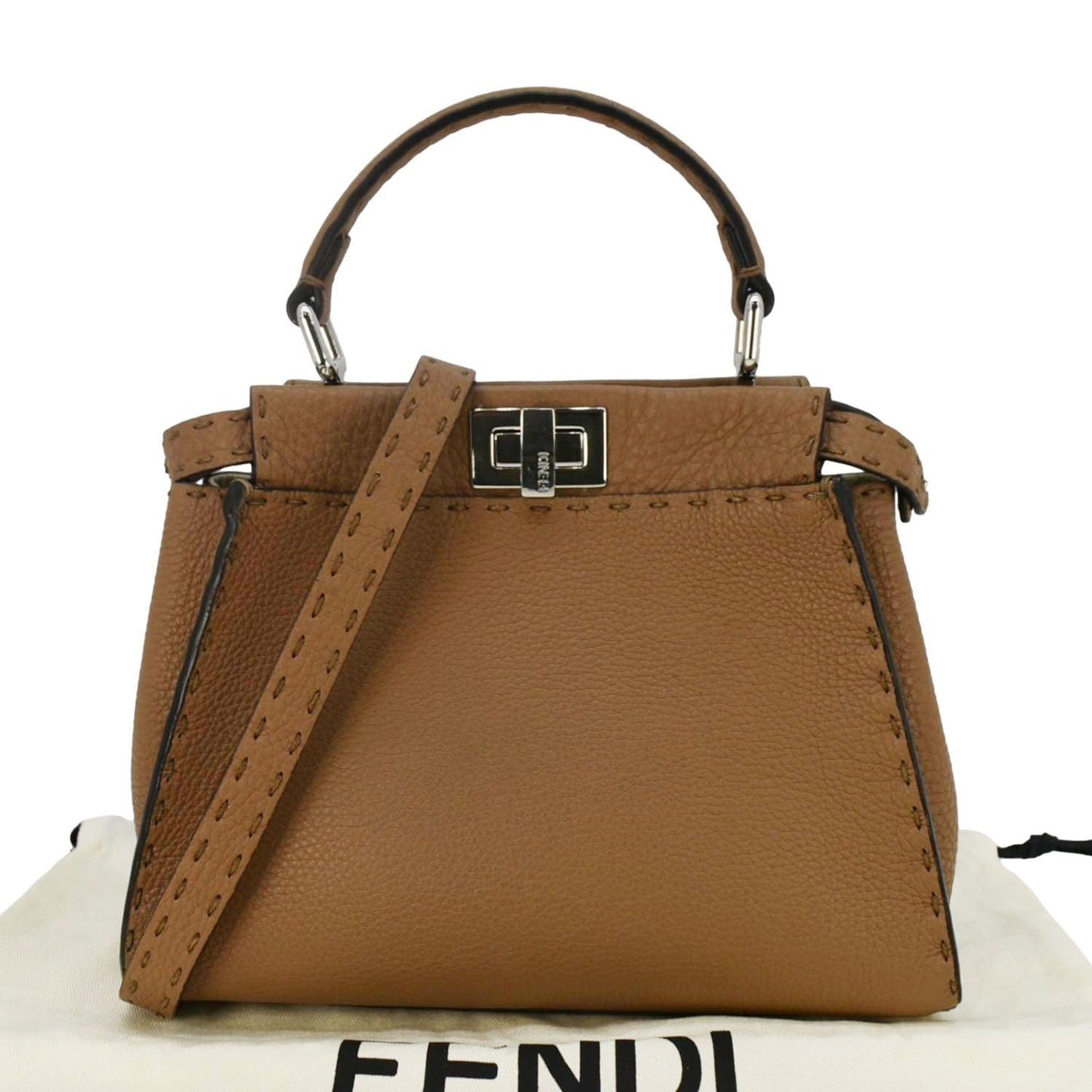 Fendi Peekaboo Leather Brown Crossbody