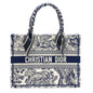 Dior Small Book Tote Toile De Jouy Navy With Silk Tilly Scarf