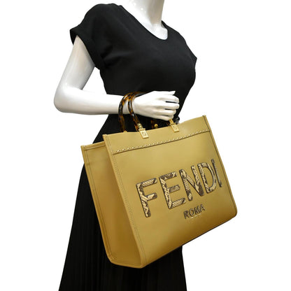 Fendi Sunshine Leather Red Tote Bag Style 19