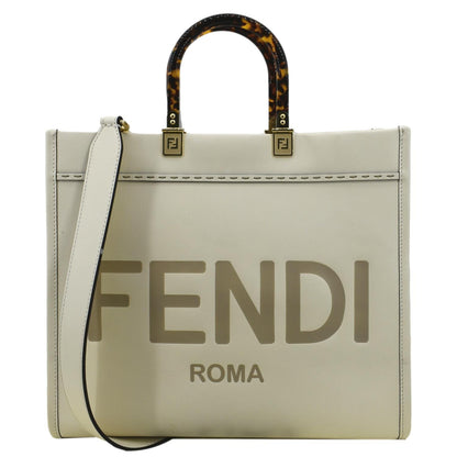 Fendi Sunshine Leather White Tote Bag