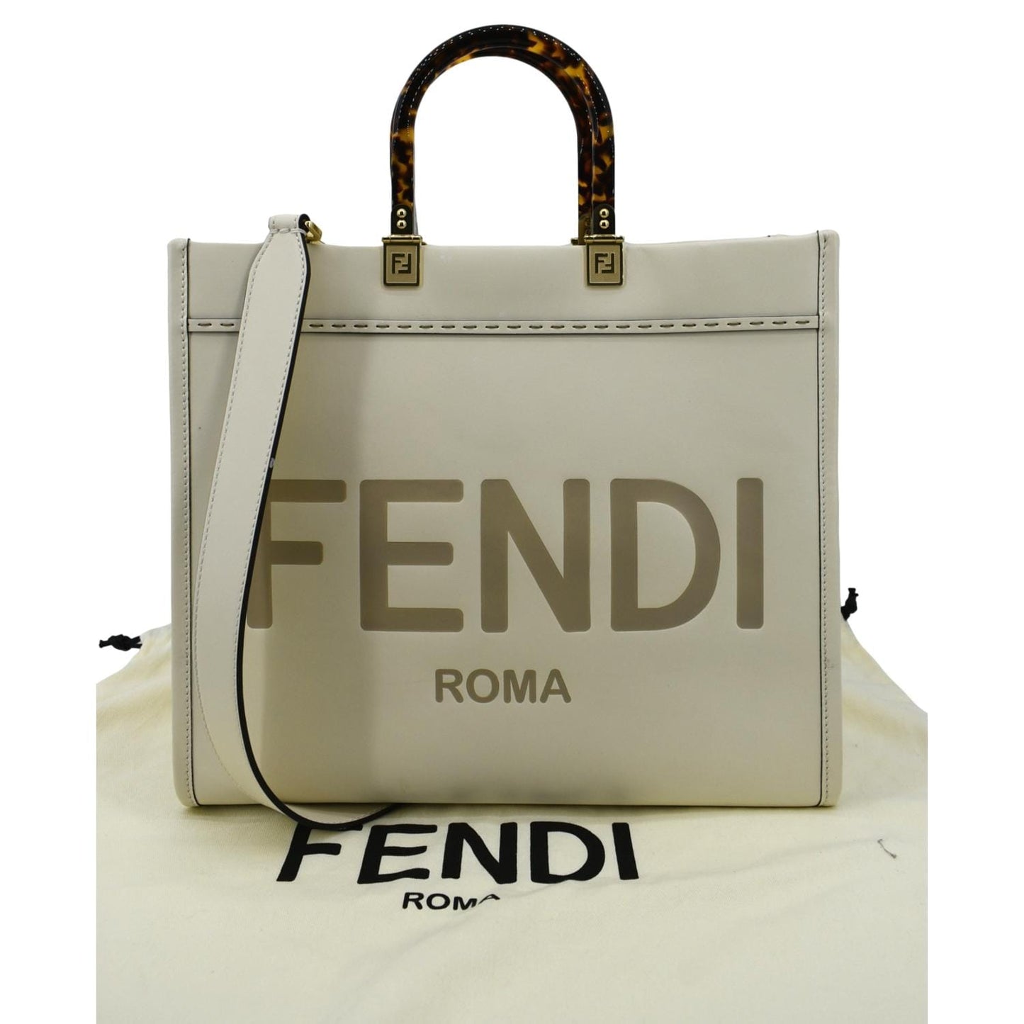 Fendi Sunshine Leather White Tote Bag
