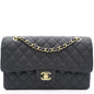 Chanel Black Quilted Caviar Leather Medium Classic Double Flap Bag