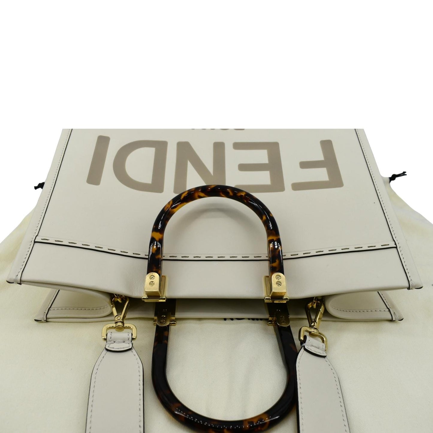 Fendi Sunshine Leather White Tote Bag