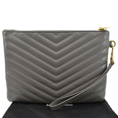 Saint Laurent Monogram Leather Red Clutch