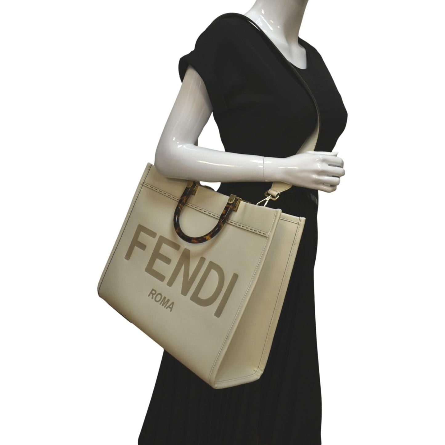 Fendi Sunshine Leather White Tote Bag