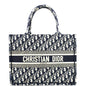CHRISTIAN DIOR Book Small Oblique Embroidery Tote Bag Blue