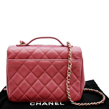 Chanel Business Affinity Medium Flap Quilted Caviar Shoulder Bag Red