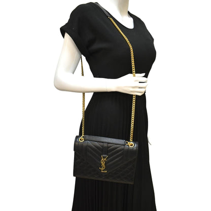 Saint Laurent Envelope Leather Black Crossbody Leather
