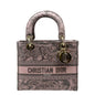 CHRISTIAN DIOR Medium Lady D-Lite Embroidered Canvas Shoulder Bag Rose Des