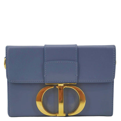 Christian Dior 30 Montaigne Flap Leather Crossbody Bag Blue