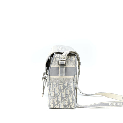 Dior Diorcamp Messenger Purse Oblique Embroidery Light Grey