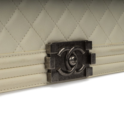 Chanel Boy Bag Lambskin Cream Shoulder Bag Lambskin
