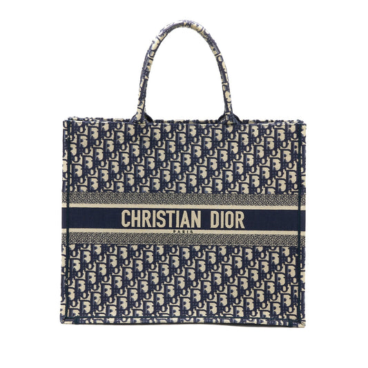 Dior Large Book Tote Blue Blue Oblique Jacquard