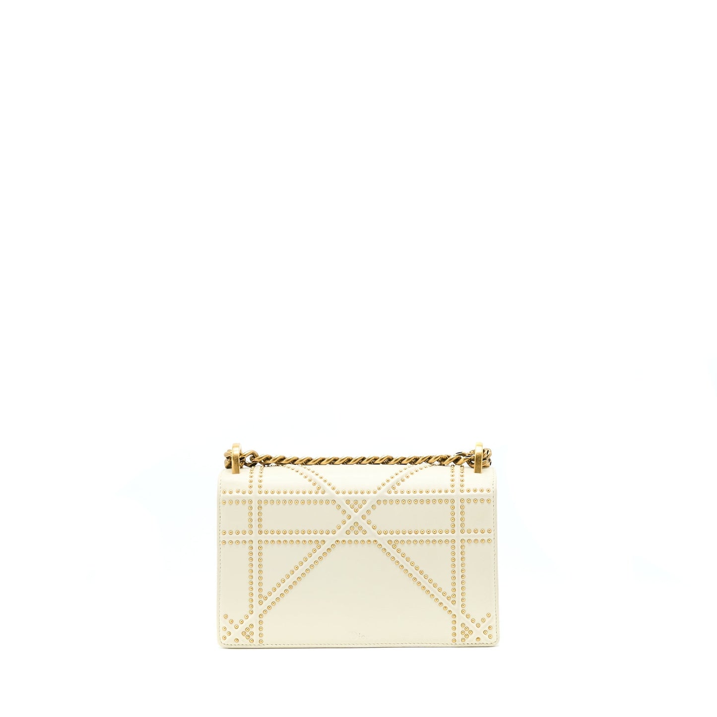 Dior Small Diorama Rockstud Crossbody Purse Lambskin White