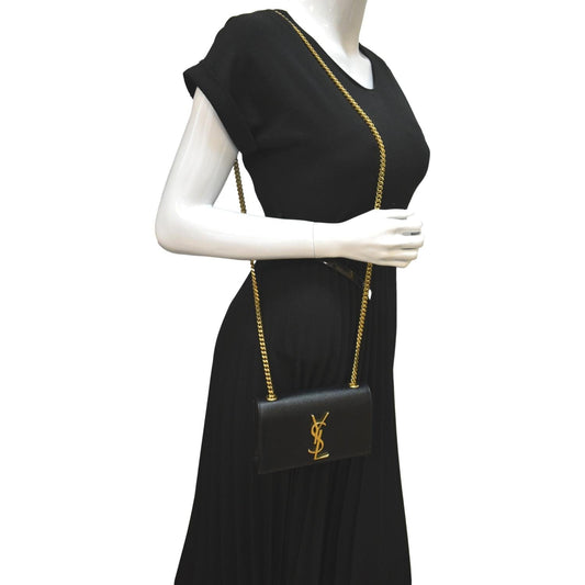 Saint Laurent Kate Leather Black Shoulder Bag Style 10