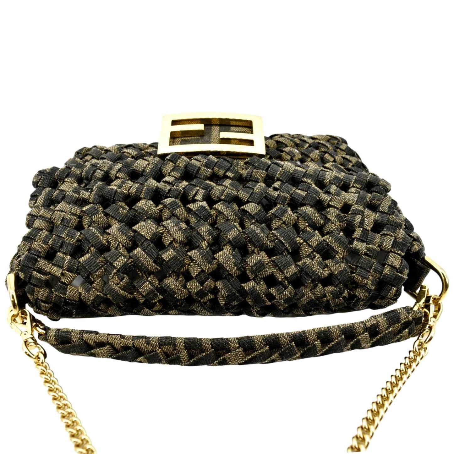 Fendi Baguette Jacquard Brown Shoulder Bag