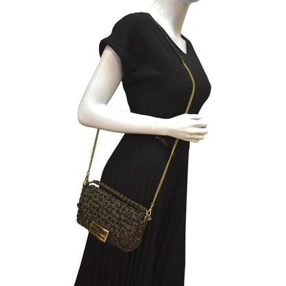 Fendi Baguette Jacquard Brown Shoulder Bag