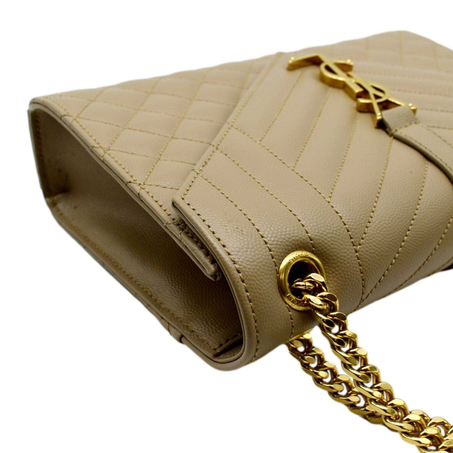 Saint Laurent Envelope Leather Beige Shoulder Bag Leather