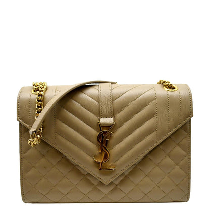 Saint Laurent Envelope Leather Beige Shoulder Bag Leather