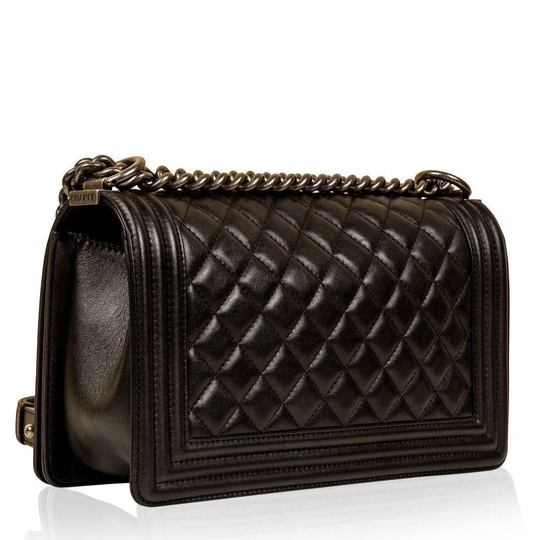 Chanel Boy Bag Lambskin Black Shoulder Bag Style 12