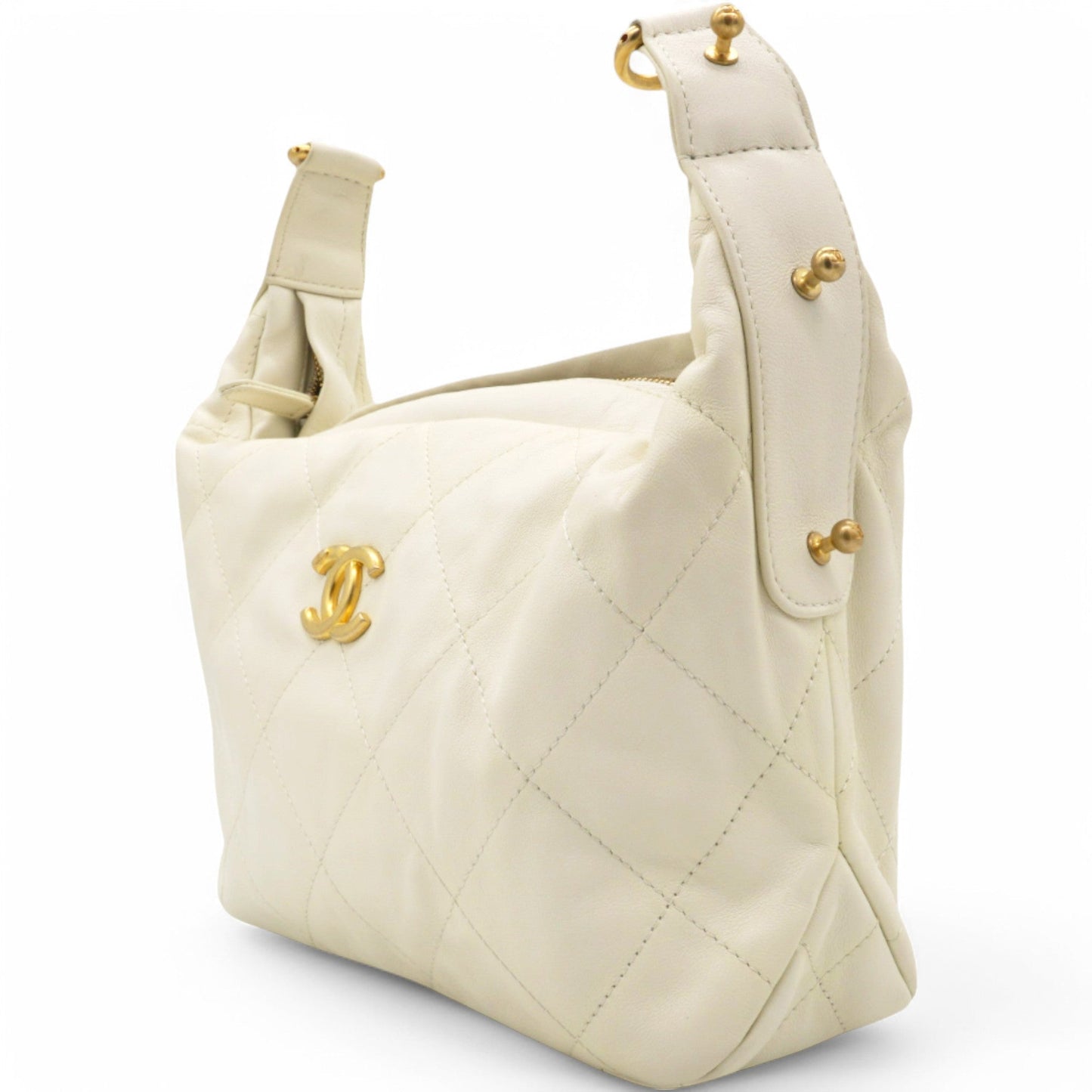 Chanel Calfskin Quilted Daily Hobo White