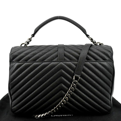 Saint Laurent College Leather Black Shoulder Bag Style 3