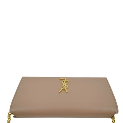 Saint Laurent Cassandre Leather Beige Shoulder Bag
