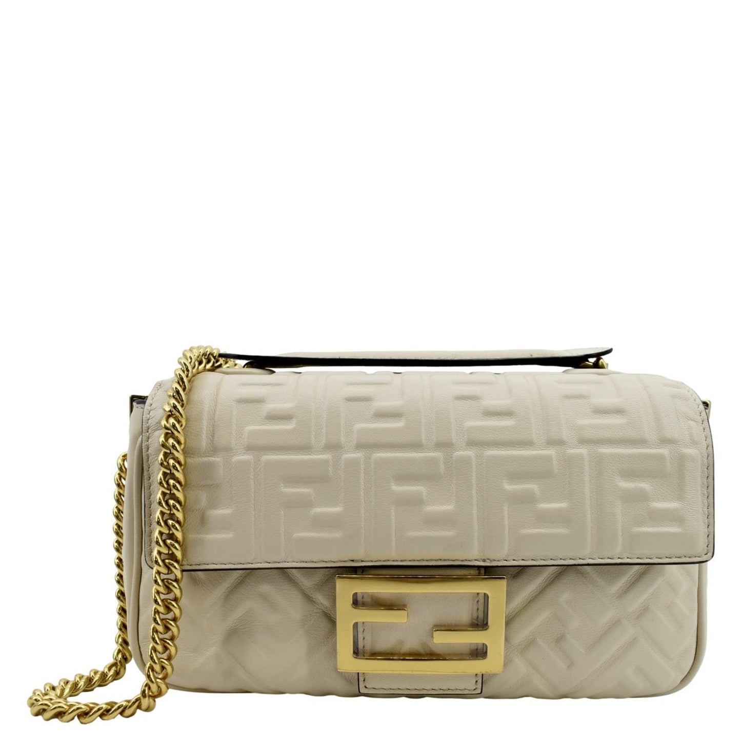 Fendi Baguette Leather Beige Shoulder Bag