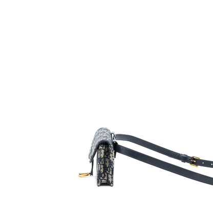 Dior Saddle Belt Pouch Blue Oblique Jacquard