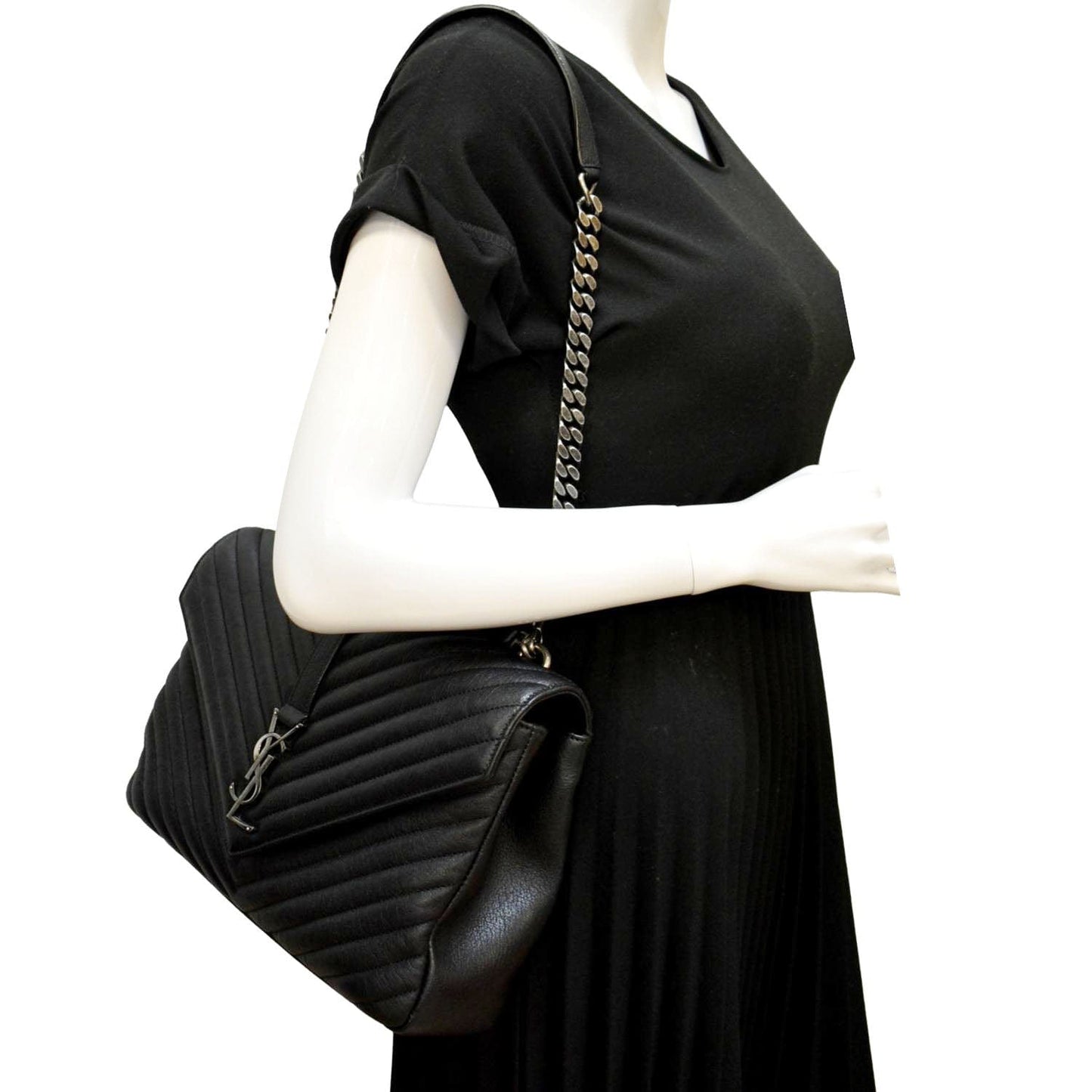 Saint Laurent College Leather Black Shoulder Bag Style 3