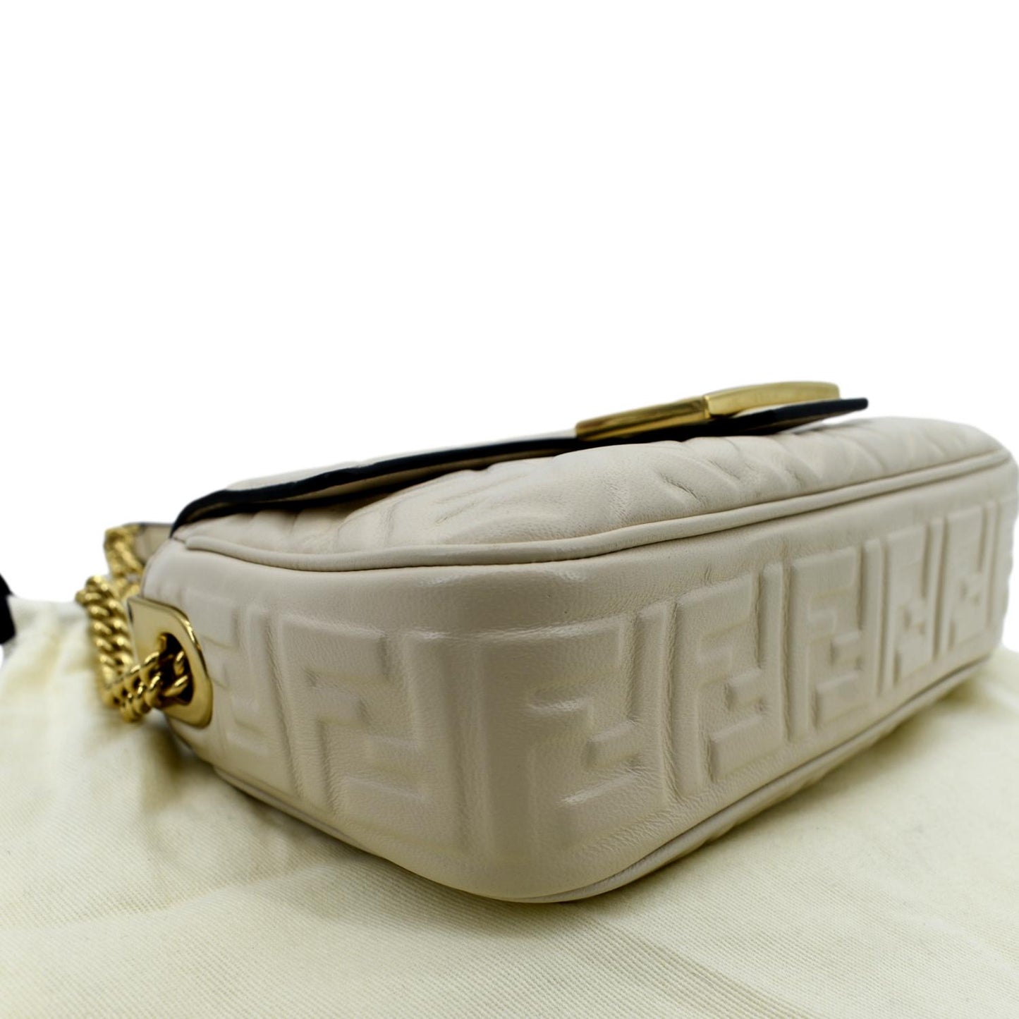 Fendi Baguette Leather Beige Shoulder Bag