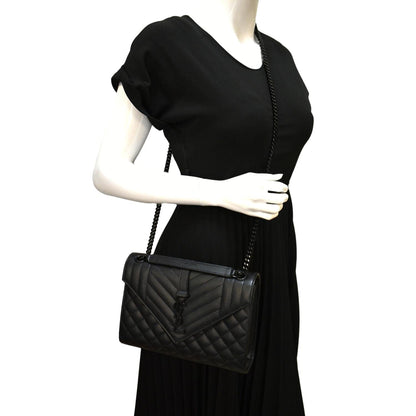 Saint Laurent Envelope Leather Black Shoulder Bag Style 15