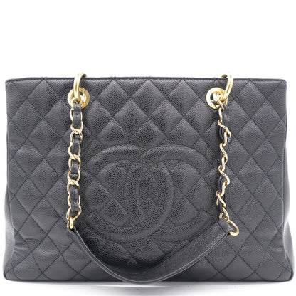 Chanel Black Quilted Caviar Leather Grand Shopper Tote