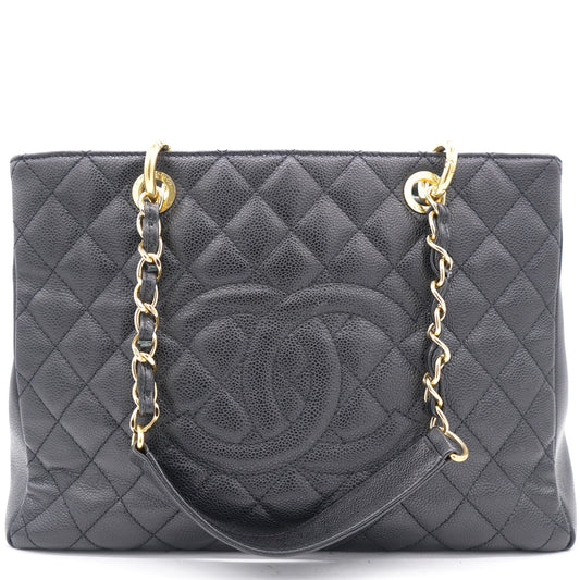 Chanel Black Quilted Caviar Leather Grand Shopper Tote