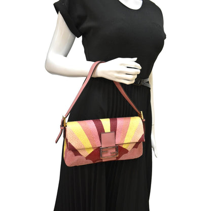 Fendi Baguette Leather Red Shoulder Bag Style 101