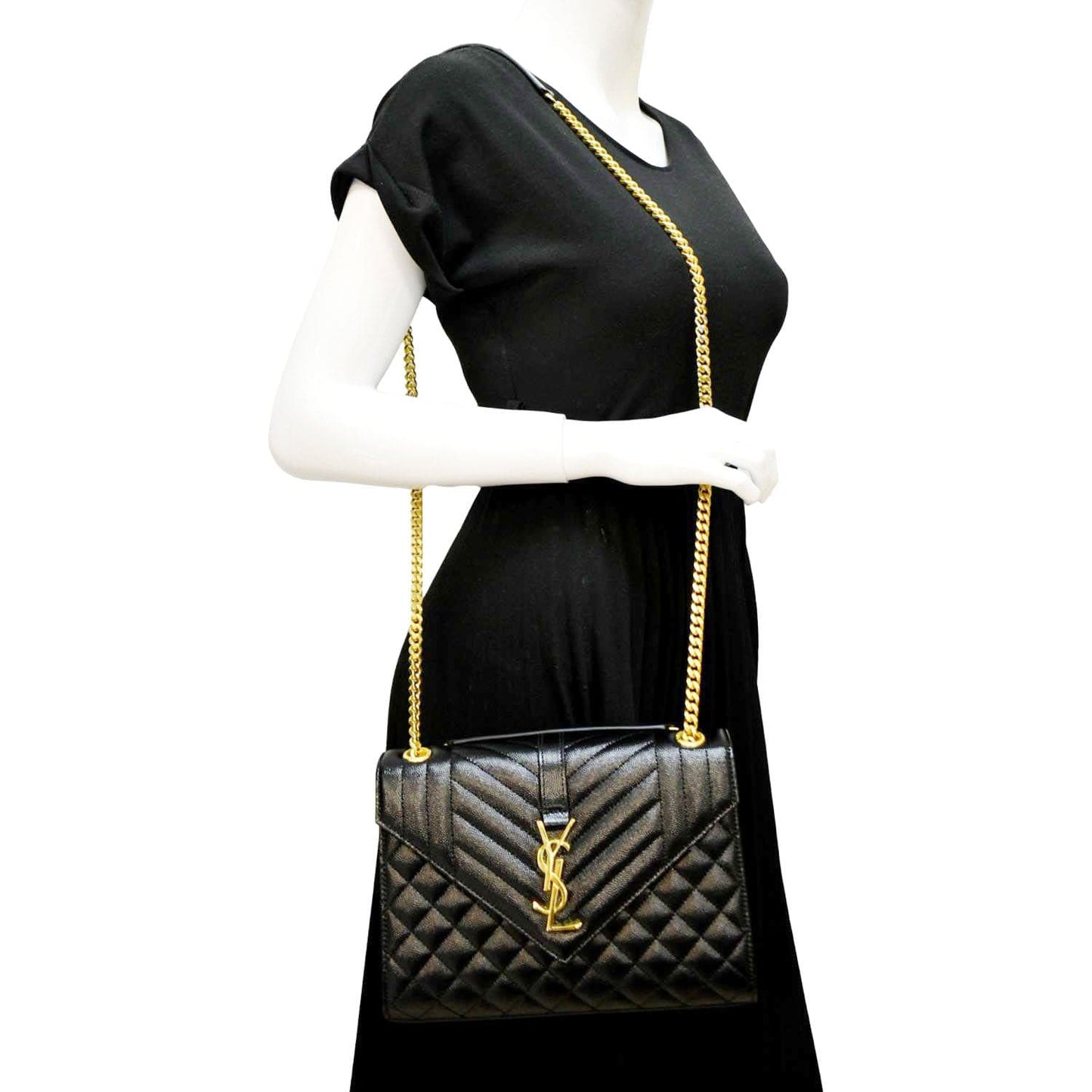Saint Laurent Envelope Leather Black Shoulder Bag Style 17