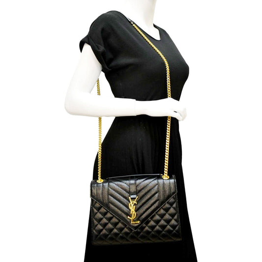 Saint Laurent Envelope Leather Black Shoulder Bag Style 17