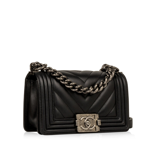 Chanel Boy Bag Lambskin Black Shoulder Bag Style 73