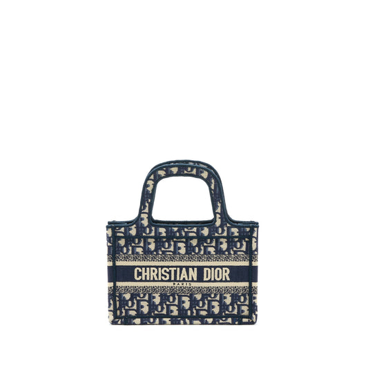 Dior Mini Book Tote Blue Oblique Embroidery