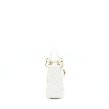 Dior Mini Lady Dior Tote Purse Lambskin White