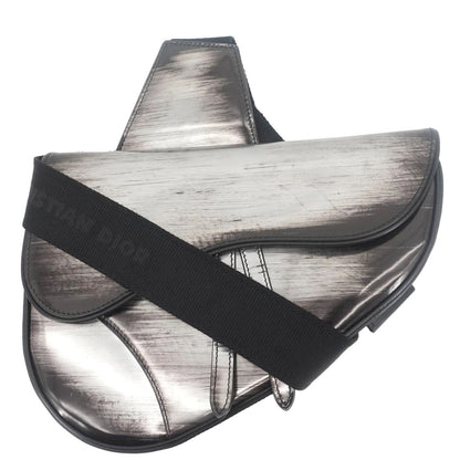 Christian Dior Saddle Leather Crossbody Bag Silver