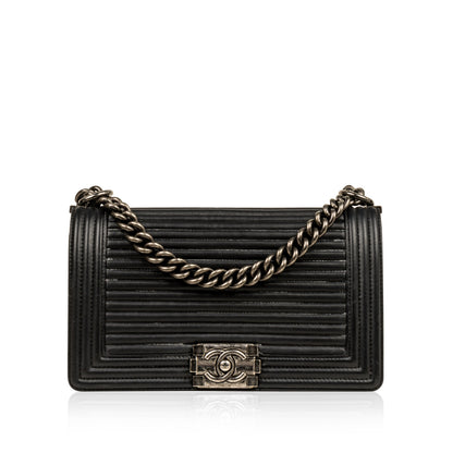 Chanel Boy Bag Lambskin Black Shoulder Bag Style 60