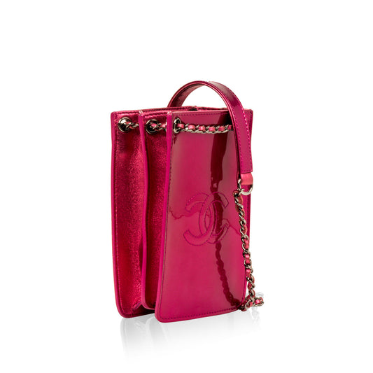 Chanel Metallic Pink Phone Crossbody