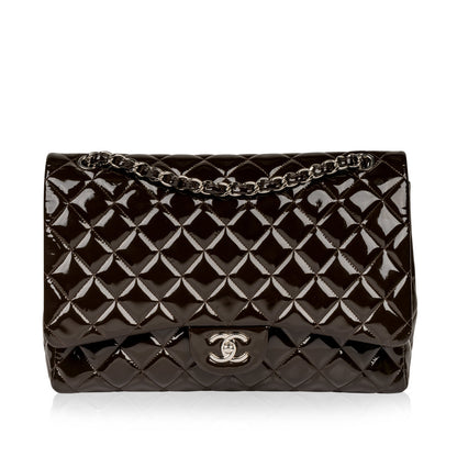 Chanel Classic Flap Patent Leather Brown Shoulder Bag Patent Leather
