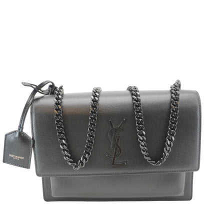 Saint Laurent Sunset Leather Black Shoulder Bag Style 8