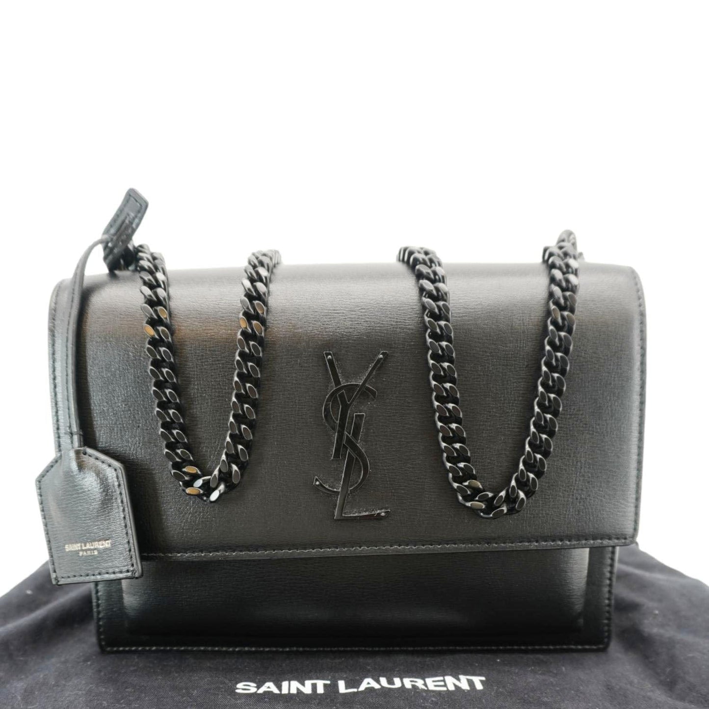 Saint Laurent Sunset Leather Black Shoulder Bag Style 8